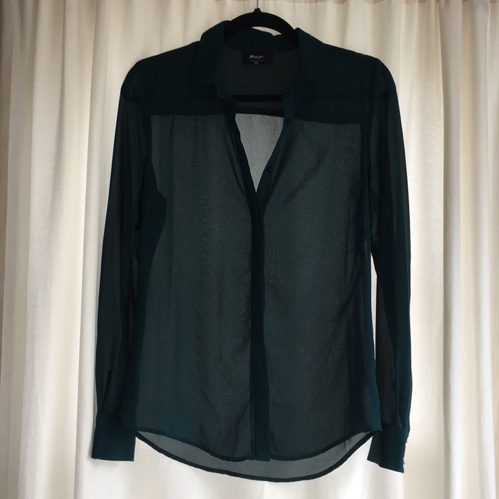 Teal sheer blouse